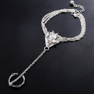 中国风手链碧瑶手链戒指一体铃铛镀银简约小众设计款汉服搭配饰品