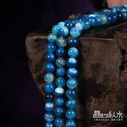 Crystal heart like water can natural crystal blue stripe agate beads semi-finished Beads Bracelet DIY fittings