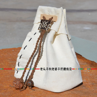原创文玩袋子收纳袋手工制作鹿皮麂皮袋  双层内衬麻花辫双十一