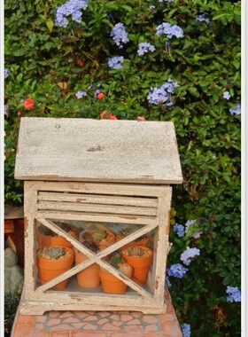 做旧白色小屋造型多肉花房 美丽小屋花房 多肉保暖 透气暖房 孤品