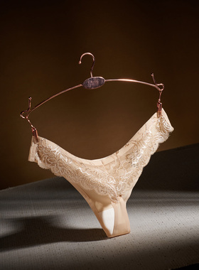 丁字内裤女无痕一片式蕾丝冰丝诱惑网纱性感隐形T裤低腰纯棉裆部