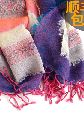 多层立体编织100%羊毛女士秋冬围巾披肩印度制造出口韩国法国S40