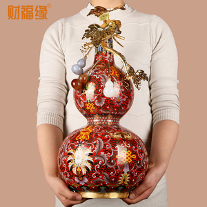 高档礼物景泰蓝葫芦花瓶福禄摆件铜胎外事礼品北京特色手工艺品