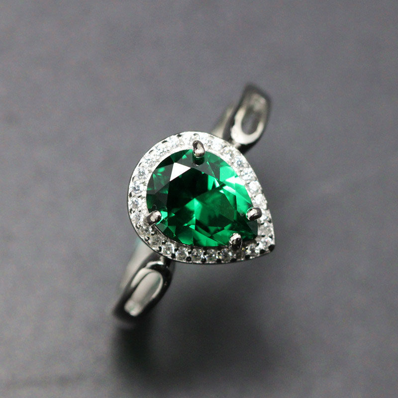 水滴形祖母绿戒指女款纯银镀18K金镶嵌彩色宝石2克拉开口介指环,珠宝/钻石/翡翠,手饰,淘宝优惠券,粉丝福利购,淘宝优惠卷