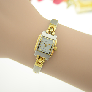 海达手表长方形间金磨砂银色盘时尚手链表石英女表库存全新