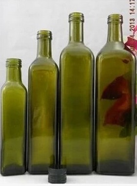250、500ml 750ml 1000ml墨绿色橄榄油瓶/玻璃瓶/方形酱油调味瓶