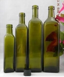 1000ml墨绿色橄榄油瓶 250 500ml 750ml 方形酱油调味瓶 玻璃瓶