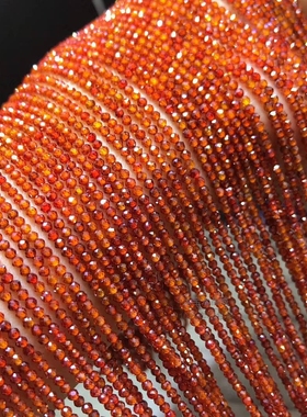 2mm切面刻面石榴石红橙色皓石半成品散珠diy男女手串项链