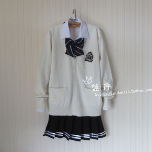 日系秋冬JK班服套装白色开衫毛衣长袖男女同款学院制服软甜美校服