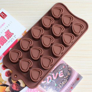 15连桃心巧克力硅胶模具 爱心形状自制滴胶手工皂黏土模具耐高温