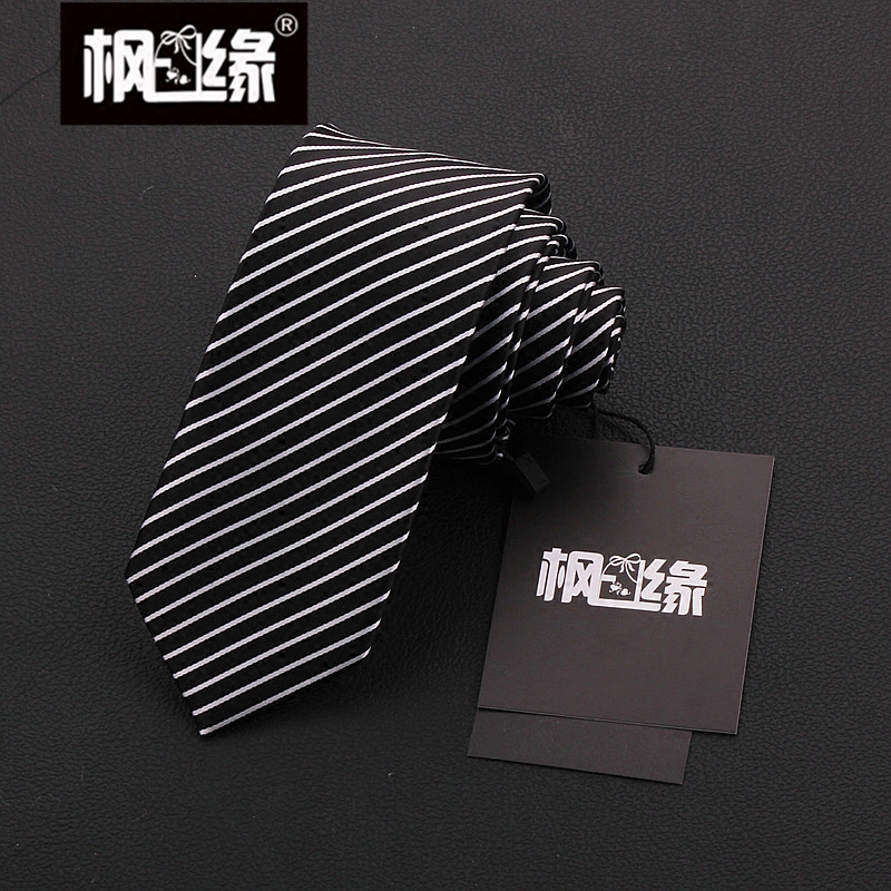 黑色条纹领带枫缘聚酯纤维韩版
