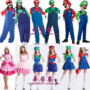 超级玛丽兄弟成人背带裤演出服 马里奥衣服成人圣诞节路易cos服