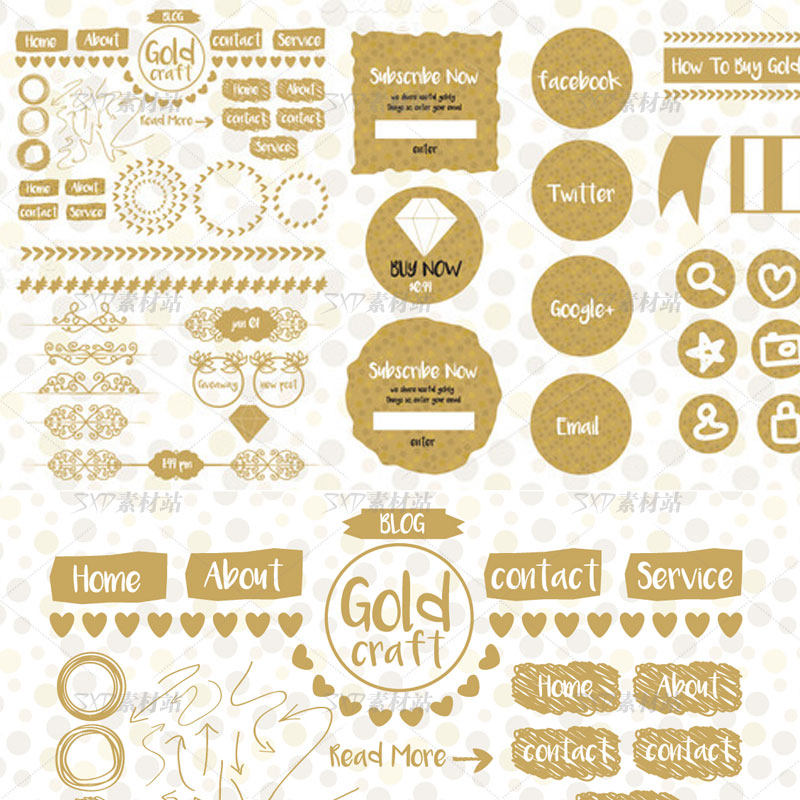 俏皮清新手绘黄金博客矢量图设计素材 ai eps格式