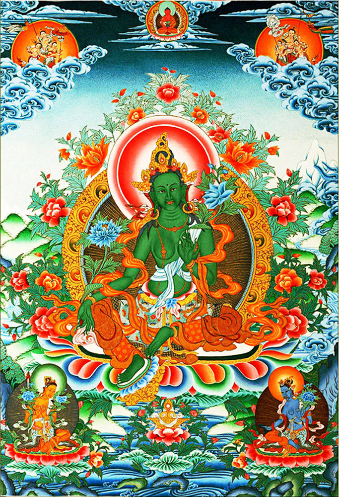 720海报印制展板写真喷绘贴纸1080南无大慈大悲绿度母像-副本