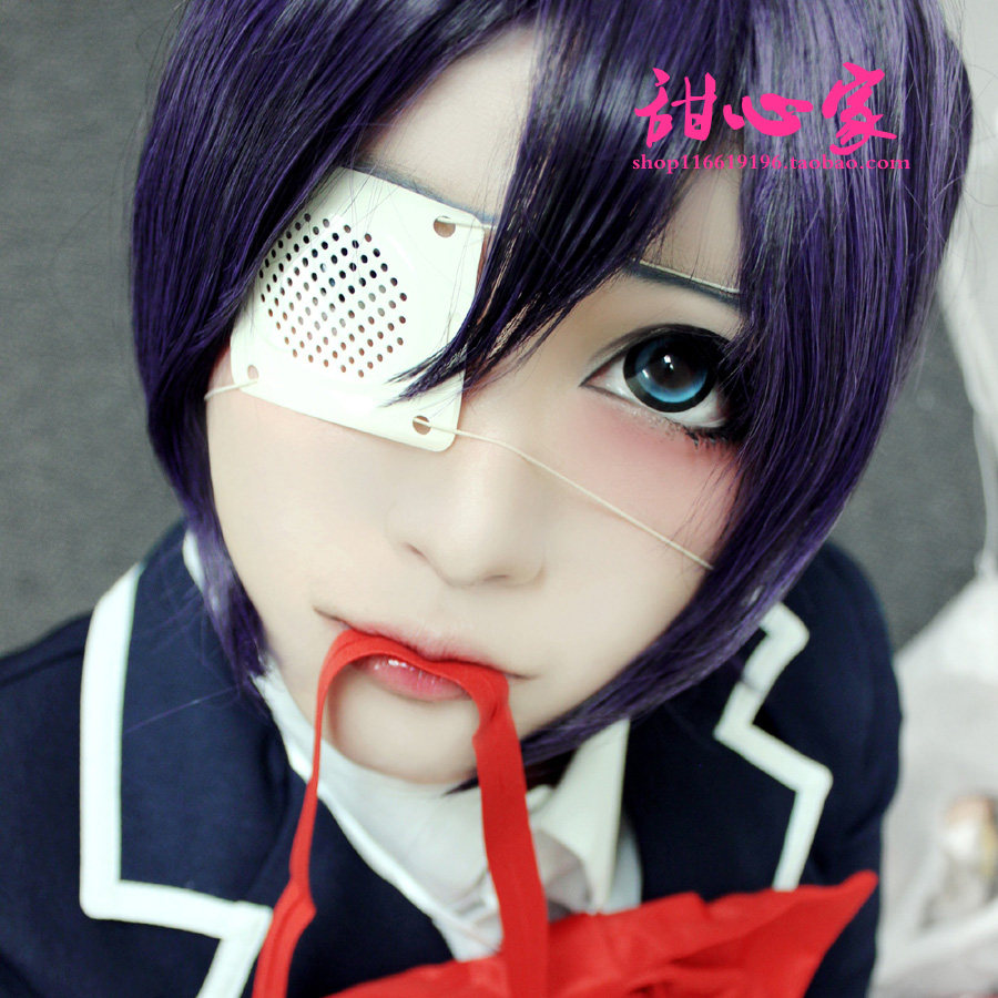 {甜心家}中二病也要谈恋爱/小鸟游六花带呆毛紫黑色cosplay假发