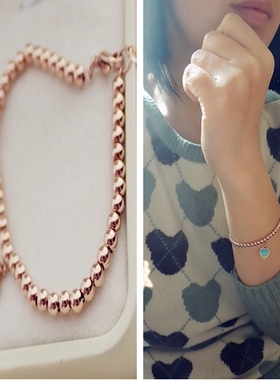 钛钢彩金银色圆珠串珠吊坠饰品