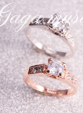 韩国新娘镶嵌小碎钻水晶仿真戒指