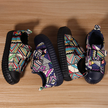 汤迷兔童鞋女童低帮涂鸦布鞋子男童春季韩版潮儿童板鞋宝宝帆布鞋