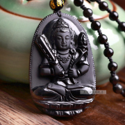 Medallion Obsidian Akasagarbha guardian angel pendants for men and women couples ox Tiger human Buddha