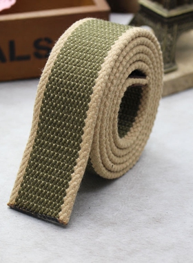 帆布带条平滑扣无孔皮带带身加厚加长户外运动防过敏自动扣编织条