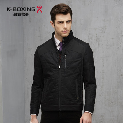 K-boxing/劲霸男士茄克薄款外套秋冬装立领商务茄克棉服|CMDU3140