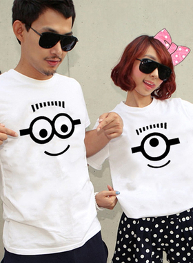 情侣t恤短袖小黄人神偷奶爸卑鄙的我情侣装夏款纯棉短袖班服定做