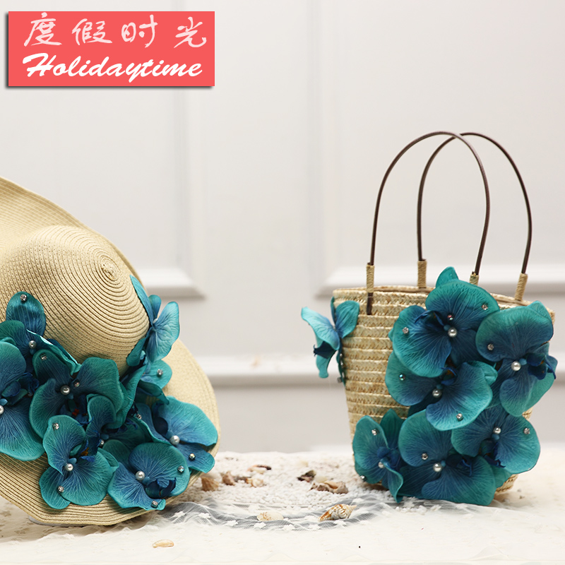 夏季手提手工花朵旅游度假海边女包