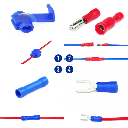 Automotive Wire Connectors, Cold-Pressed Terminals, No Wire Cutting Required, Insulated Negative Grounding, Male and Female Connectors for Car Modification