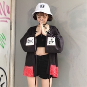 薄外套 2019春秋原宿中国风吃货街头百搭宽松防晒衣女学生和风开衫