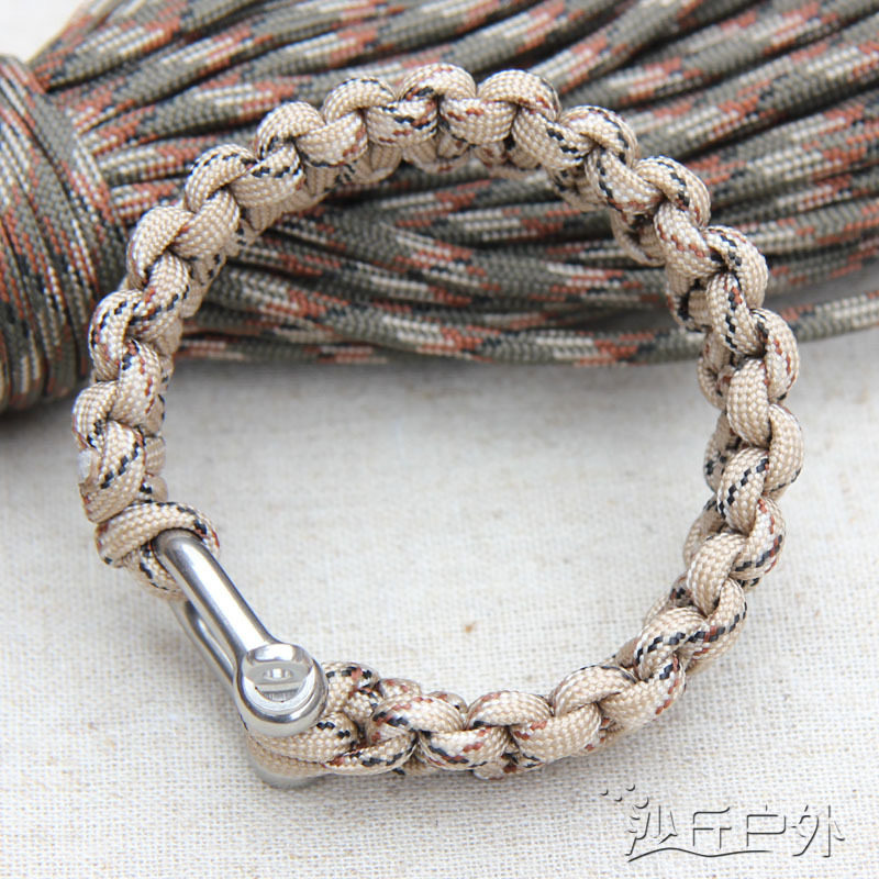 七芯伞绳编制求生救生手链 伞绳手链 不锈钢u型扣多用途 沙丘户外
