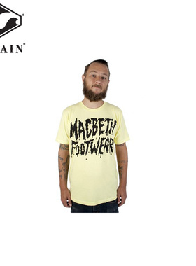 MACBETH西海岸潮牌tee美式街头摇滚复古印花黄色纯棉短袖圆领T恤