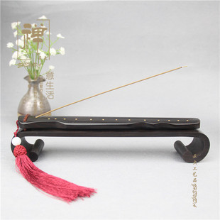 正大 黑檀木伏羲古琴卧香插紫光檀卧香炉木质香盒 线香筒礼盒定制