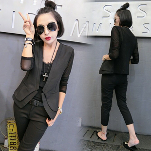 外套开衫 西装 短款 上衣欧货长袖 上衣潮 小西服女夏季 OL职业装 薄款