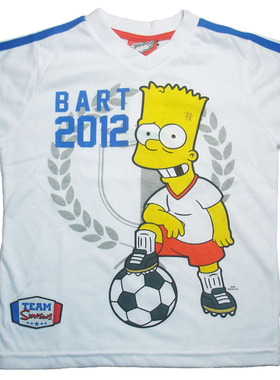 乐天BABY* 5-8岁男童白色辛普森全棉短袖T恤