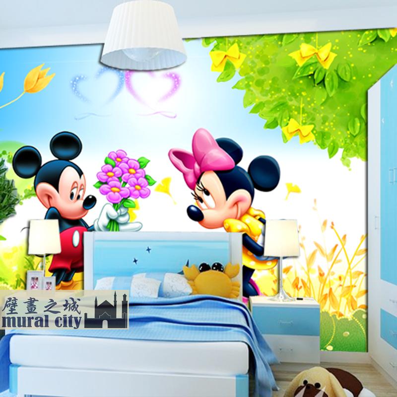迪斯尼米奇老鼠墙纸卡通动漫儿童房壁纸大型壁画客厅电视背景墙