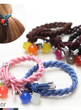 tt002 现货 Angelrena韩国进口饰品头饰两用麻花球球手链 发圈