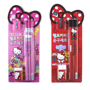 韩国进口 Hello Kitty 凯蒂猫 铅笔 橡皮 卷笔刀 卡通文具套装