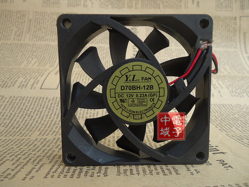 悦伦Y.L.FAN D70BH-12B 7015 12V 0.23A 7CM/厘米双滚珠散热风扇