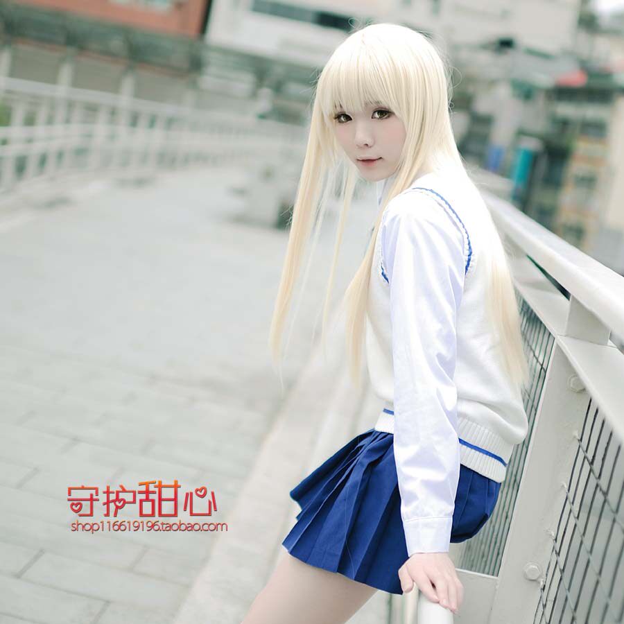 包邮甜心家孙璟和秋瞳SQ秋瞳坛九cos假发米黄色长直发cosplay假发