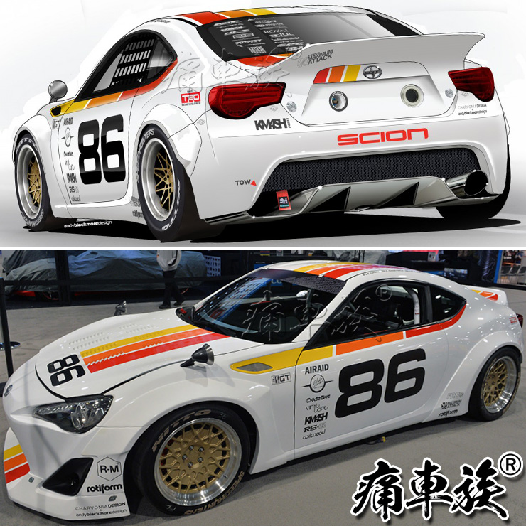 适用于丰田86车贴拉花 GT86赛车装饰改装车身汽车贴纸 BRZ Scion-封面