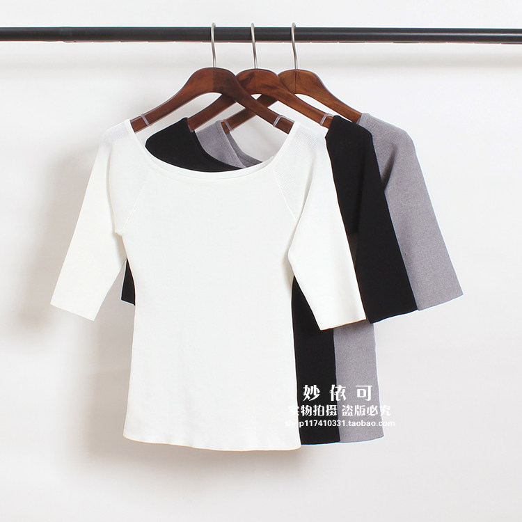 Korean Edition Solid Word collar Sleeve Borneol Knitted t-shirts sexy Self cultivation have cash less than that is registered in the accounts Bottoming coatin the Women's clothing/Boutique , T-shirt  category - from Buy2taobao.com to provide professional Taobao agent buy service