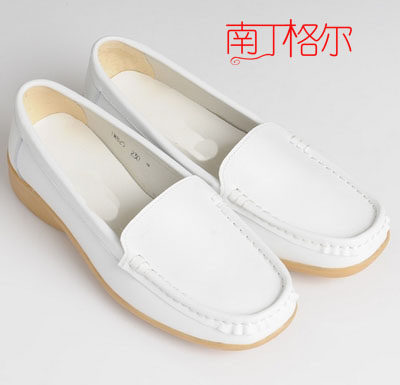 南丁格尔护士鞋白色牛筋底坡跟舒适单鞋休闲鞋低帮鞋浅口软面包邮