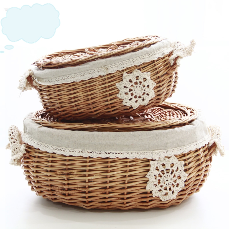 zakka化妆田园编织椭圆型储物筐