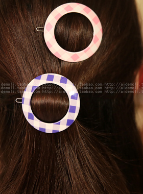 韩国进口 AZNAVOUR AZ  发饰简约圆环格子豹纹发夹边夹