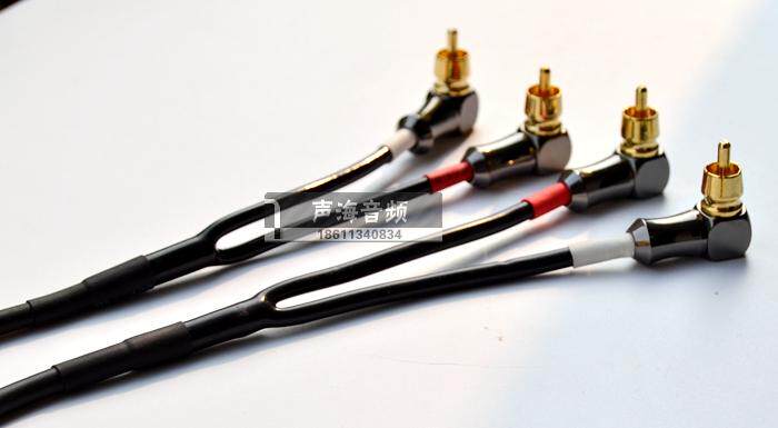 高保真双弯头发烧音频线 L型 2RCA插头 双莲花音频信号线90度直角