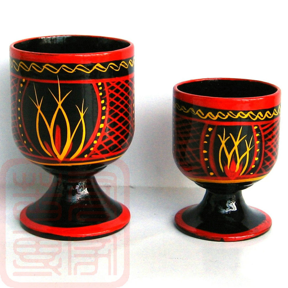 四川凉山西昌特产彝族民间漆器彩绘手工艺品实木白酒杯小号工艺杯