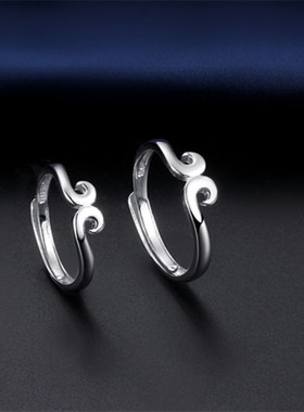 爱你一万年925银情侣戒指日韩版