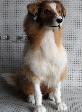 牧羊犬摆件皮毛工艺品