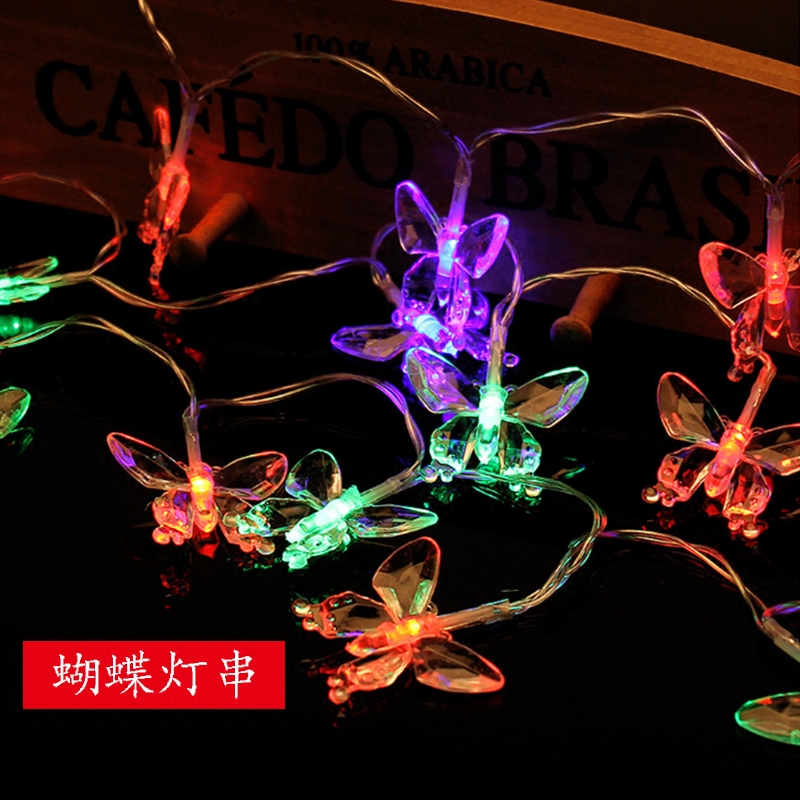 LED遥控太阳能蝴蝶彩灯闪灯串灯插电220V110VUSB圣诞节日装饰灯串