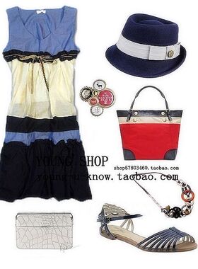 MG 系带拼色丝绵 荷叶边 背心裙